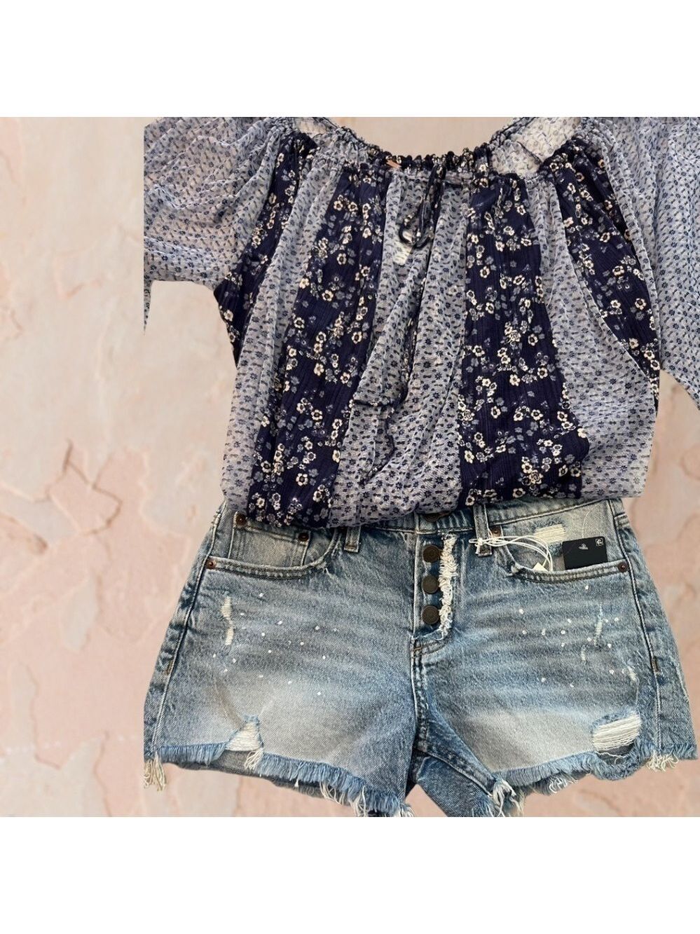 FREE PEOPLE Because I Love You OVERSIZED Flowy Contrast-Fabric Tunic Top NWT/Md - Picture 9 of 13
